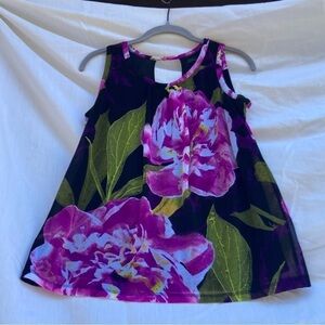Worthington black and pink floral sleeveless top, size small petite